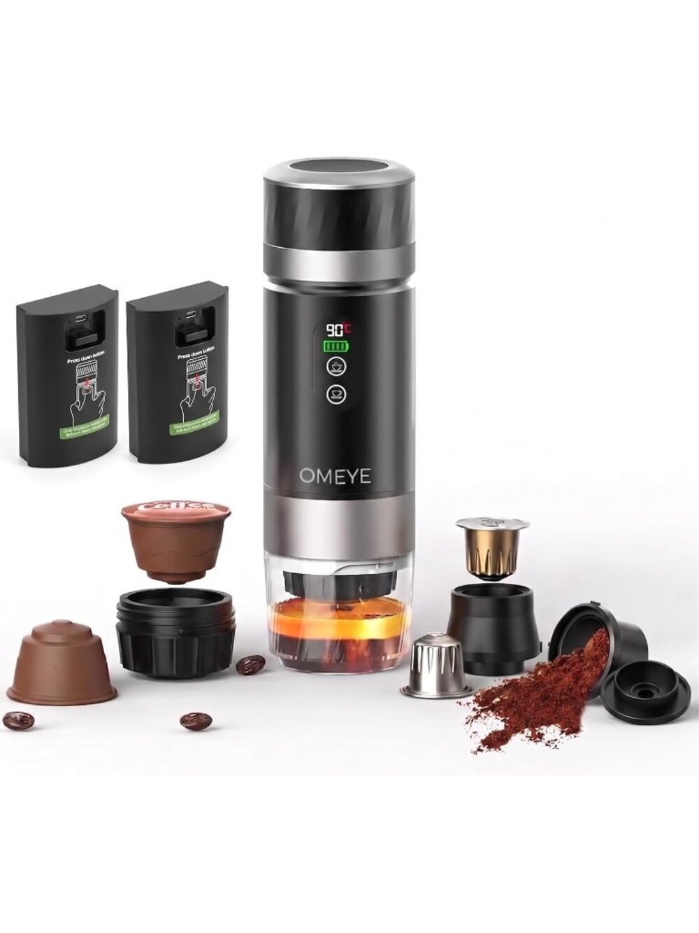 Portable Espresso Maker for Camping Travel –Self-Heating Cordless Coffee Machine